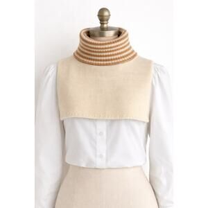 Vintage 1970s Cream & Camel Turtleneck Dickey Faux Sweater Insert